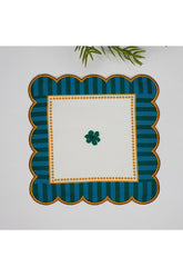 Decorative Edge Floral Pattern Digital Printed Embroidered Cocktail Napkin